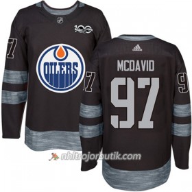 Män Ishockey Edmonton Oilers Tröja Connor McDavid 97 1917-2017 100th Anniversary Adidas Svart Authentic